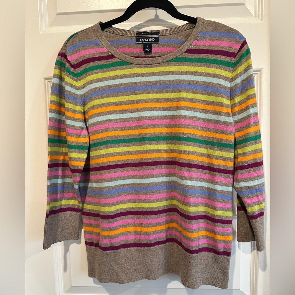 Lands' End Multicolor Supima Cotton Sweater - EUC